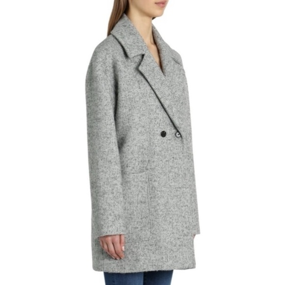 Avec Les Filles Herringbone Wool Blend Gray Cocoon Coat - Picture 5 of 16